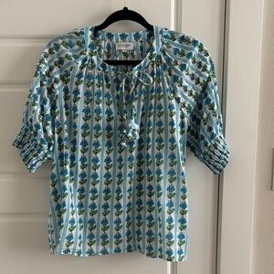 Elegant Blue and White Striped Blouse